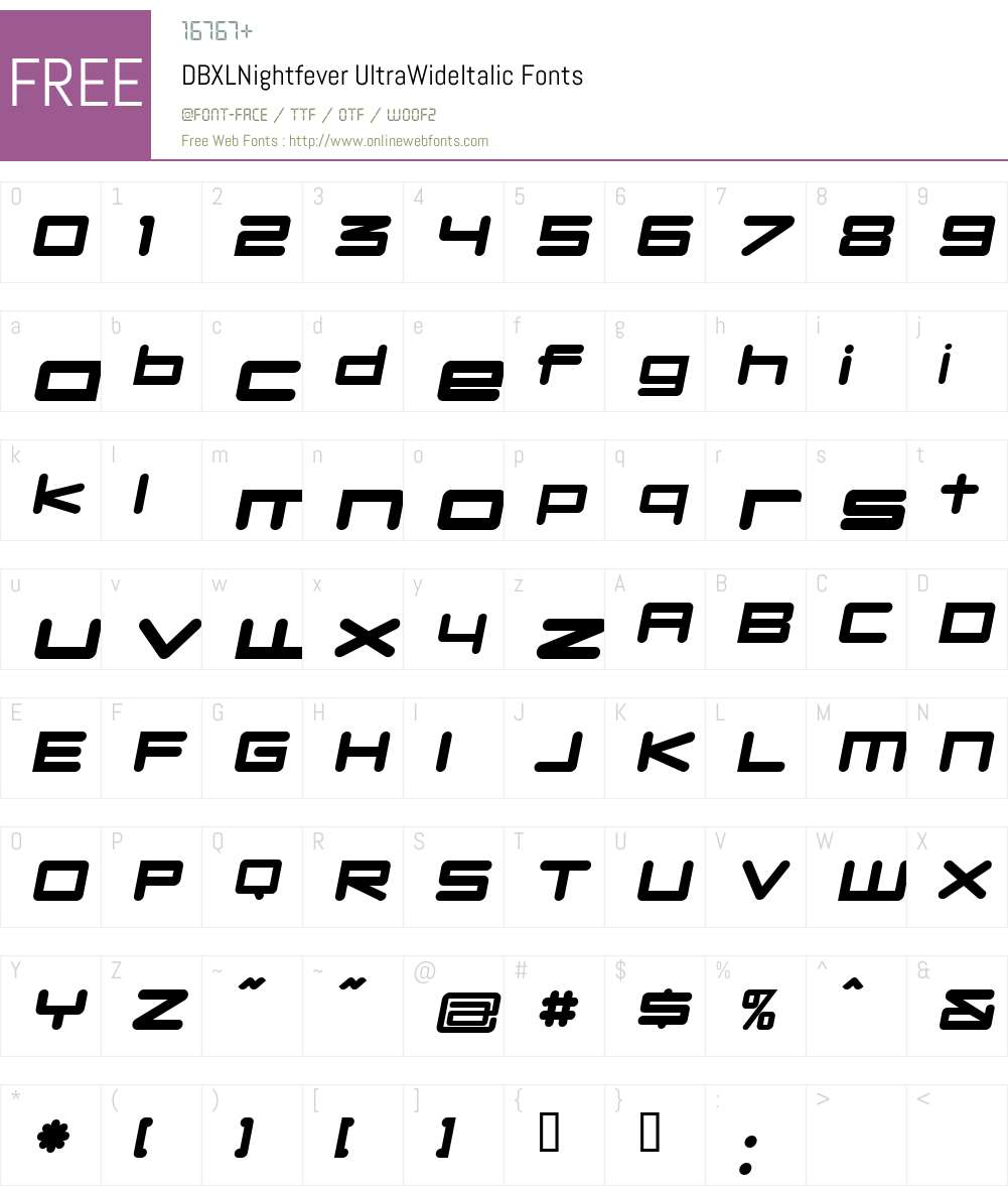 DBXLNightfever Font Screenshots
