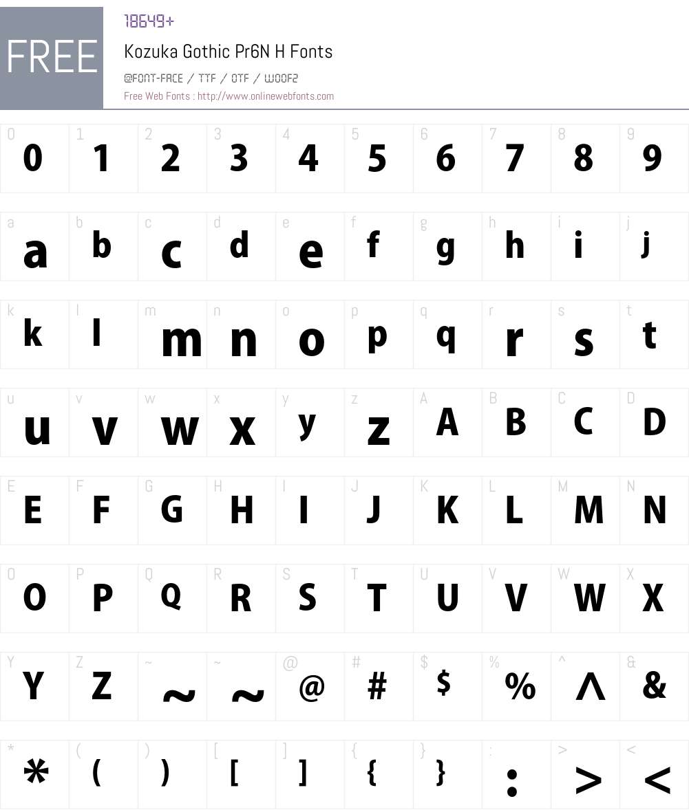 Kozuka Gothic Pr6N H Font Screenshots
