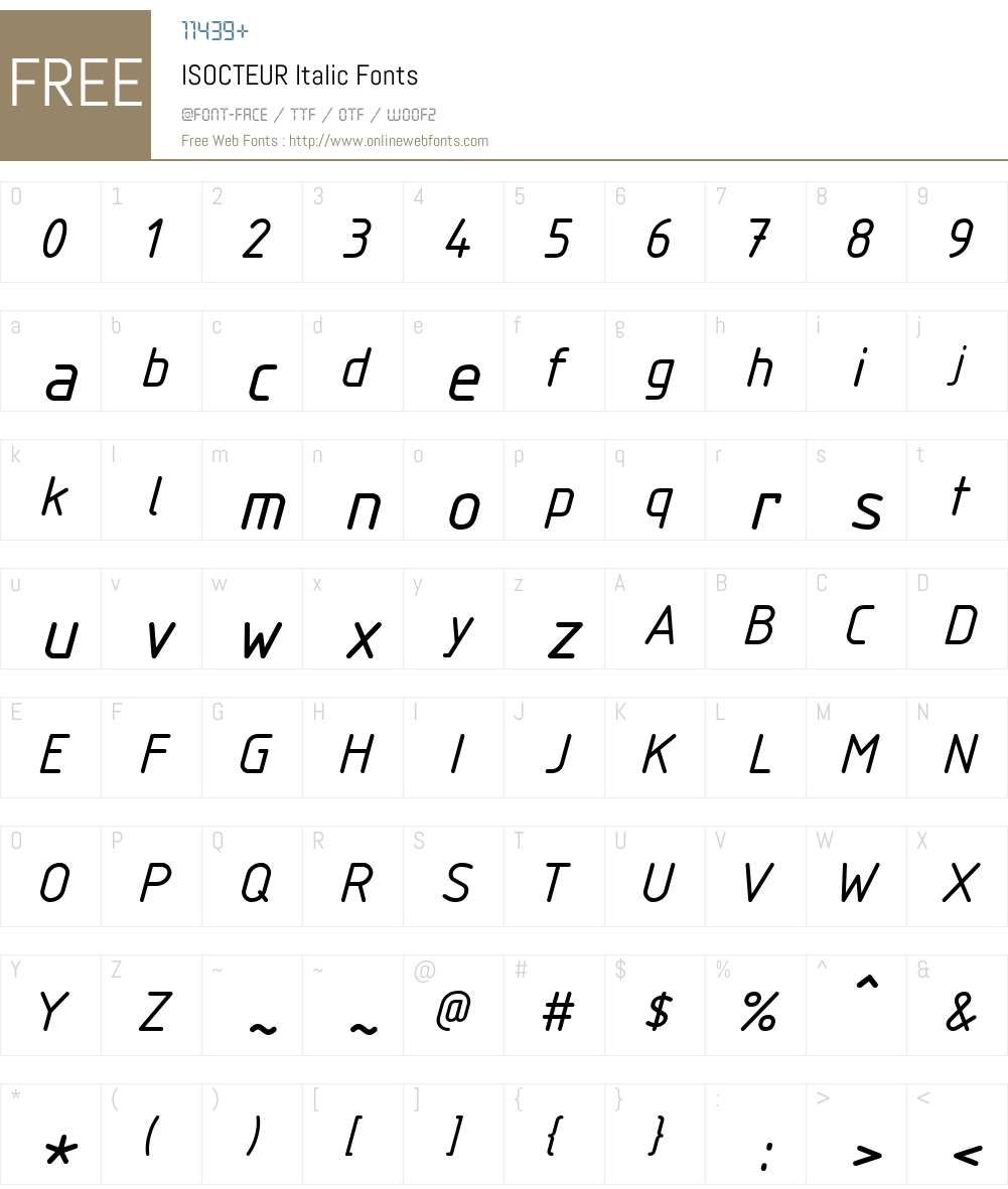 ISOCTEUR Font Screenshots