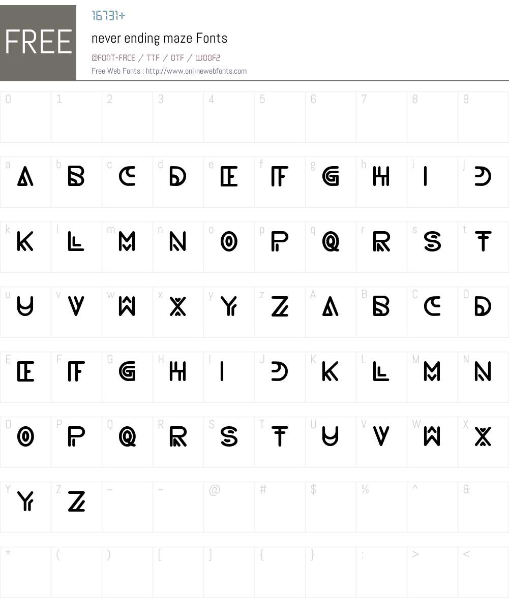 never ending maze Font Screenshots