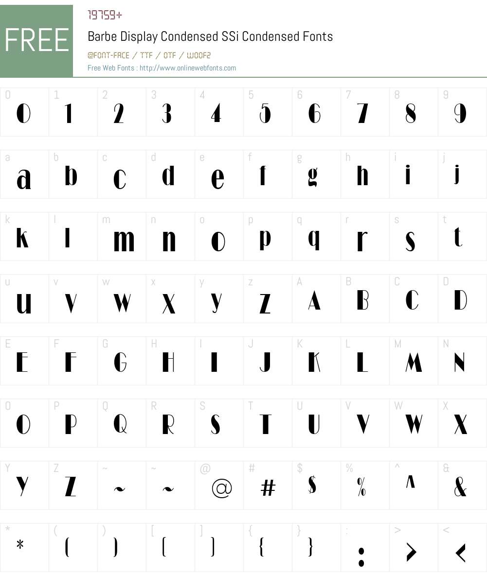 Barbe Display Condensed SSi Font Screenshots