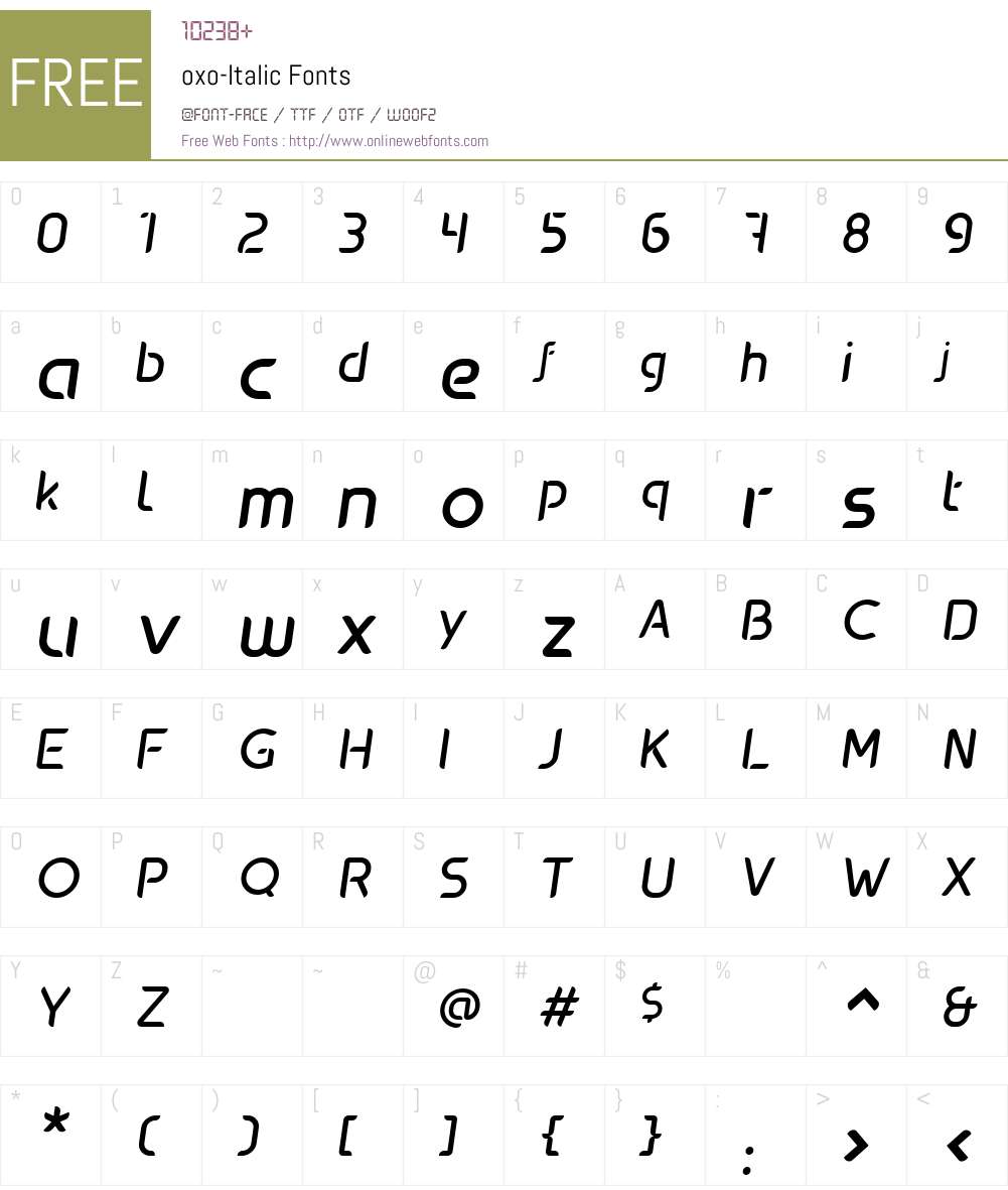 oxo-Italic Font Screenshots