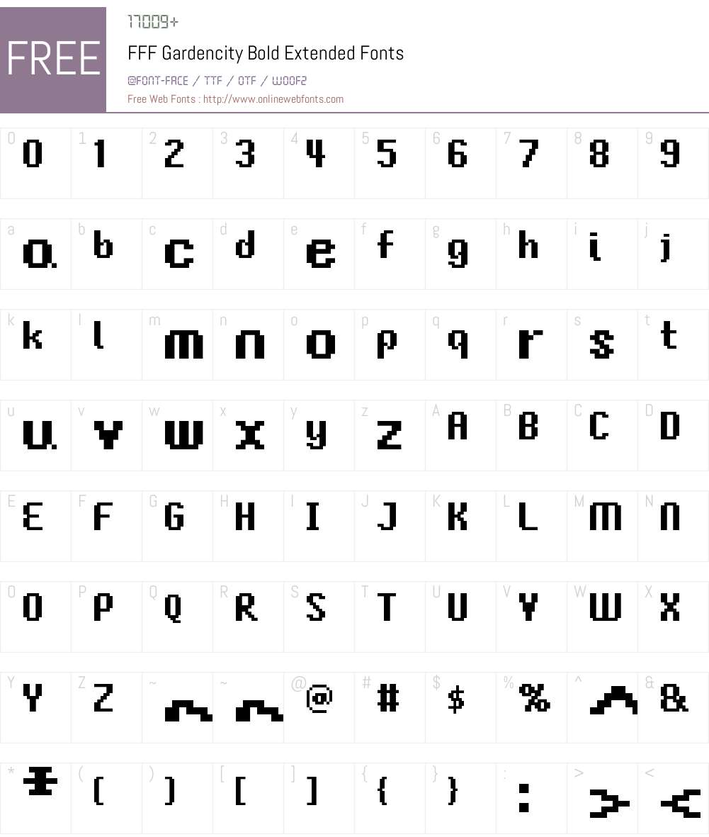 FFF Gardencity Bold Extended Font Screenshots