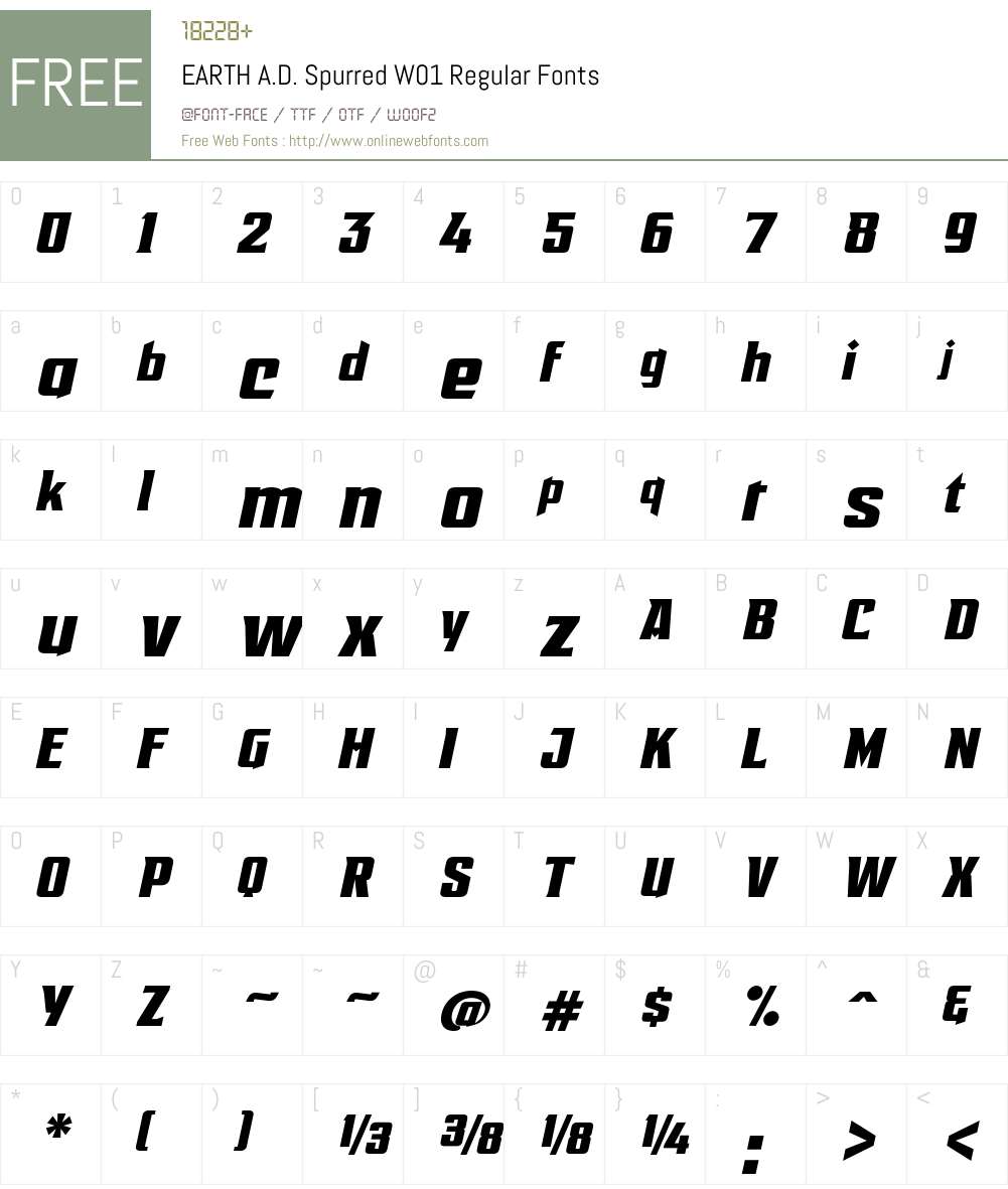 EARTHA.D.SpurredW01-Regular Font Screenshots