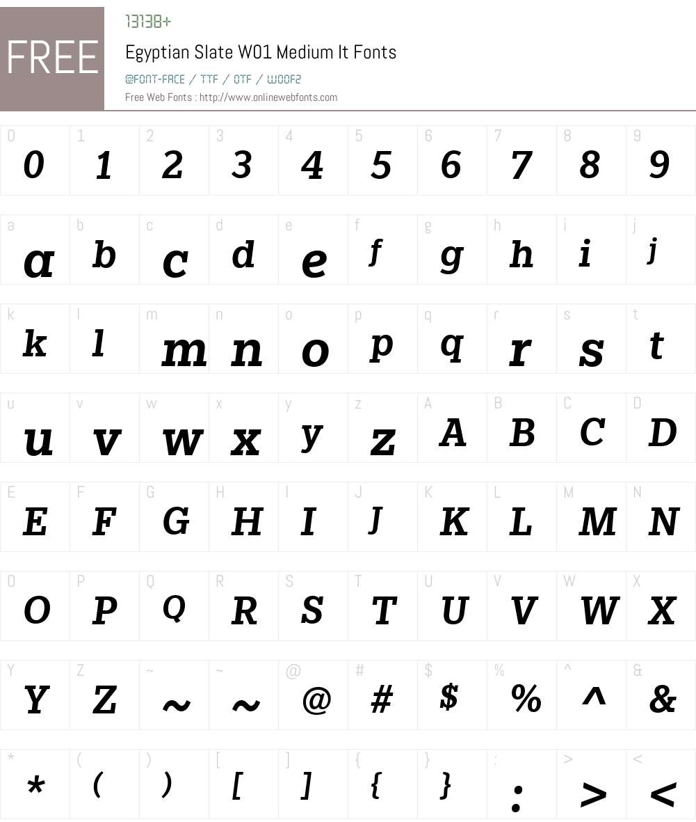 EgyptianSlateW01-MediumIt Font Screenshots