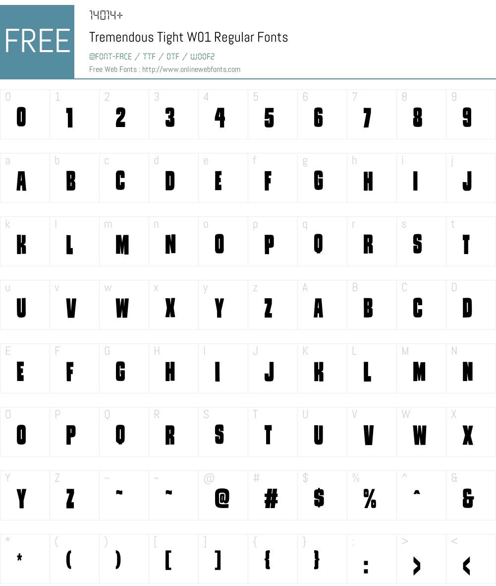 TremendousTightW01-Regular Font Screenshots