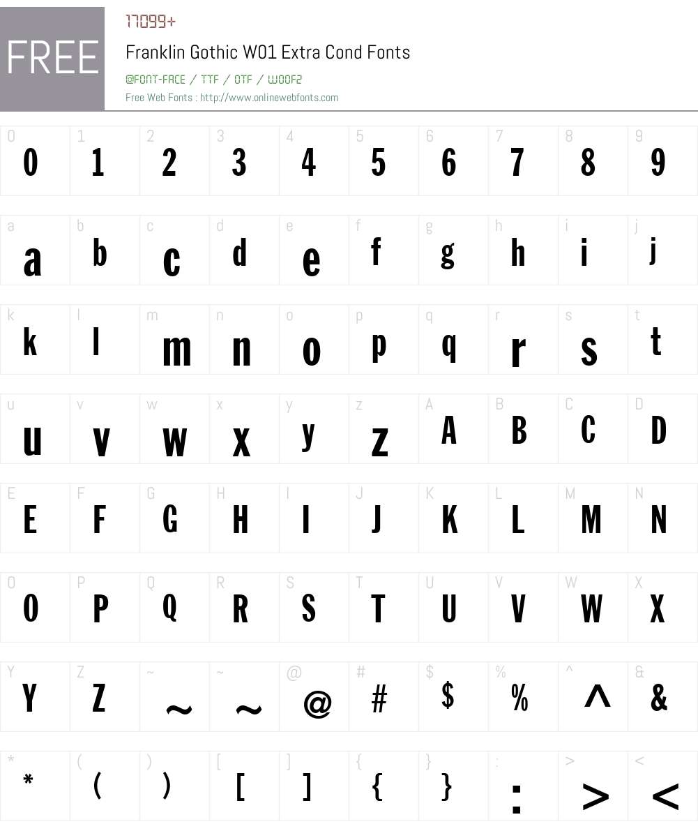 Franklin Gothic Font Screenshots