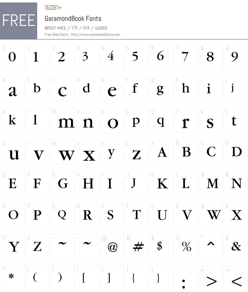 Garamond Font Screenshots