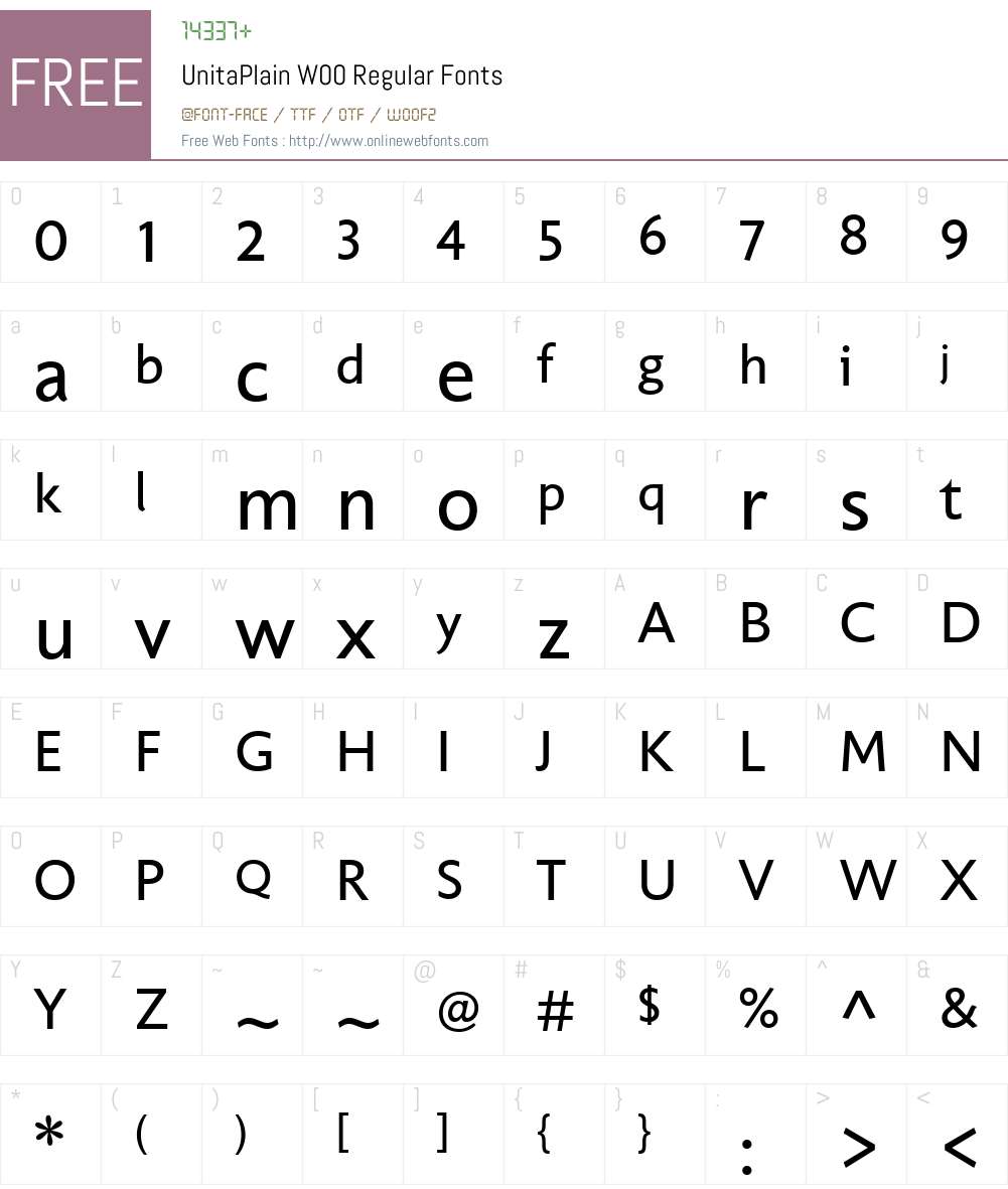 UnitaPlainW00-Regular Font Screenshots