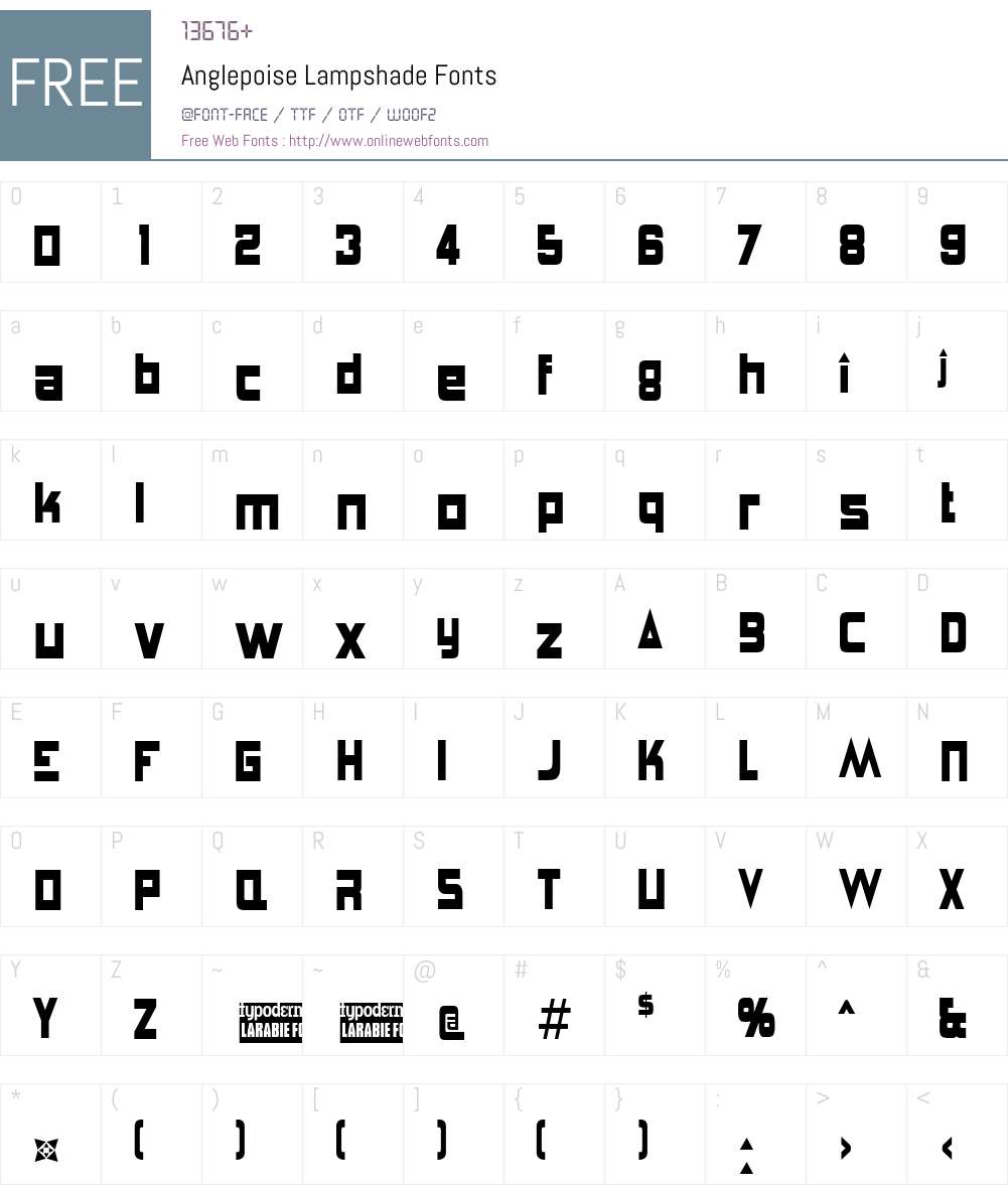 Anglepoise Lampshade Font Screenshots