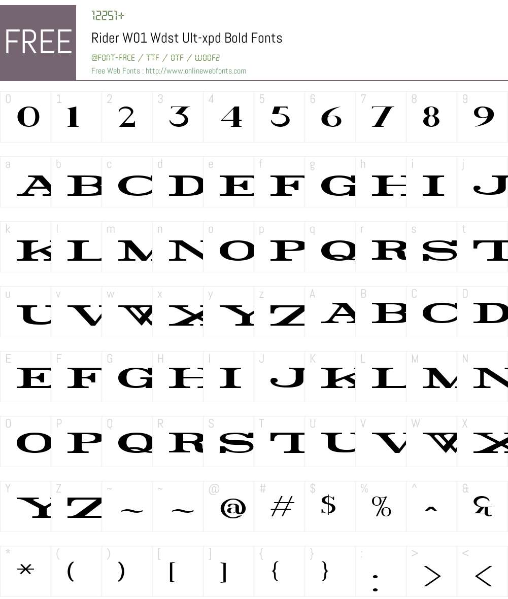 RiderW01-WdstUlt-xpdBold Font Screenshots