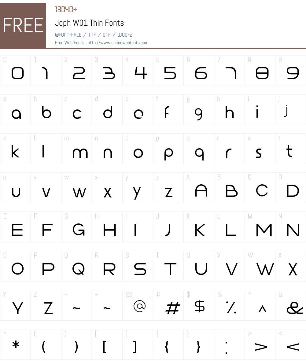 JophW01-Thin Font Screenshots