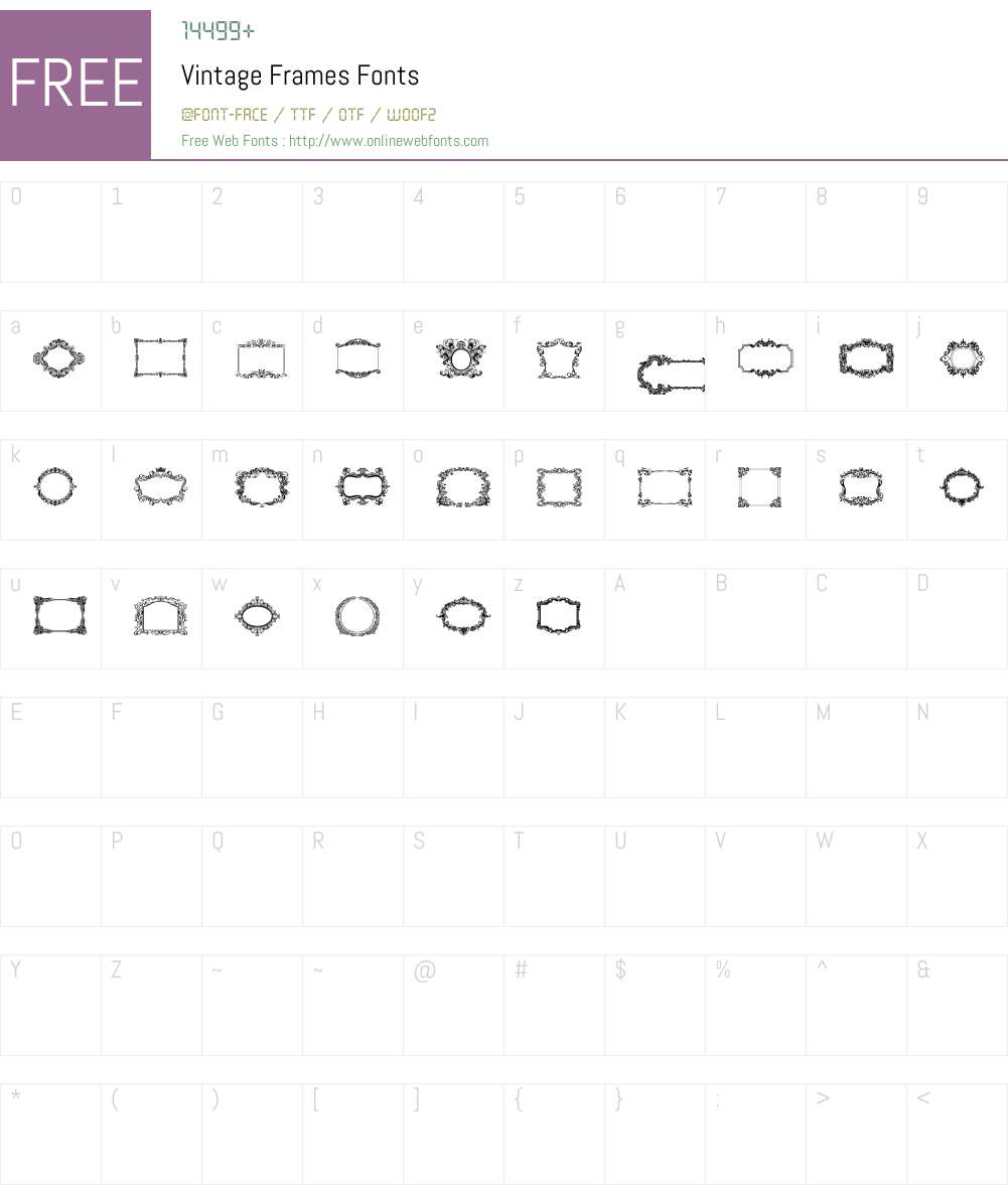 Vintage Frames Font Screenshots