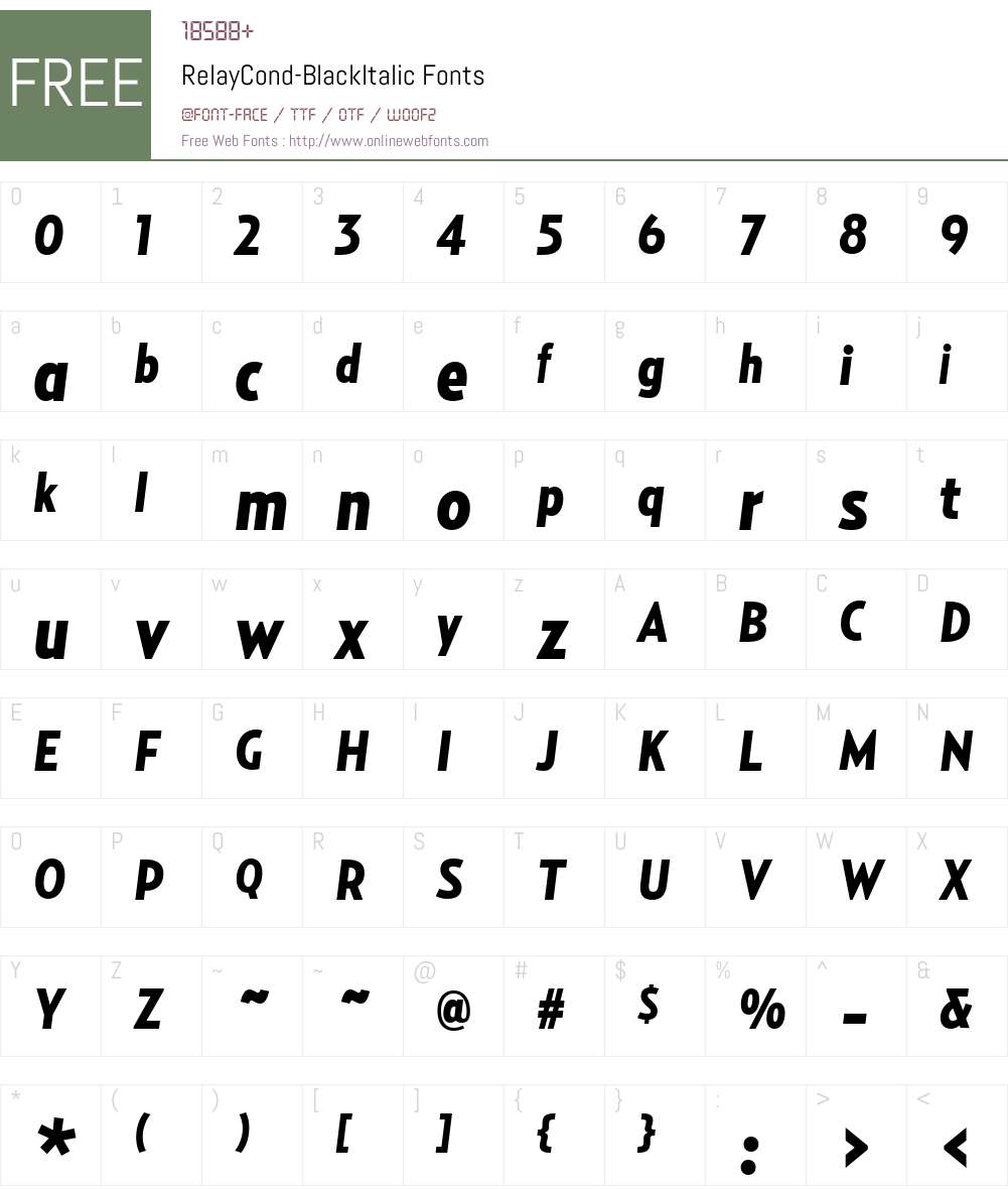 RelayCond-BlackItalic Font Screenshots