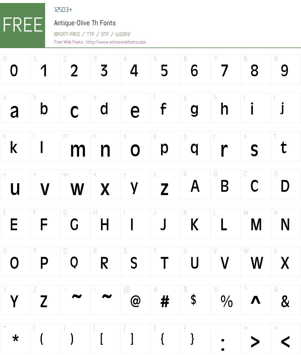 Antique-Olive Th Font Screenshots