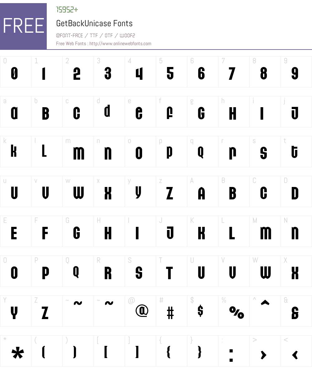 GetBackW00-Unicase Font Screenshots