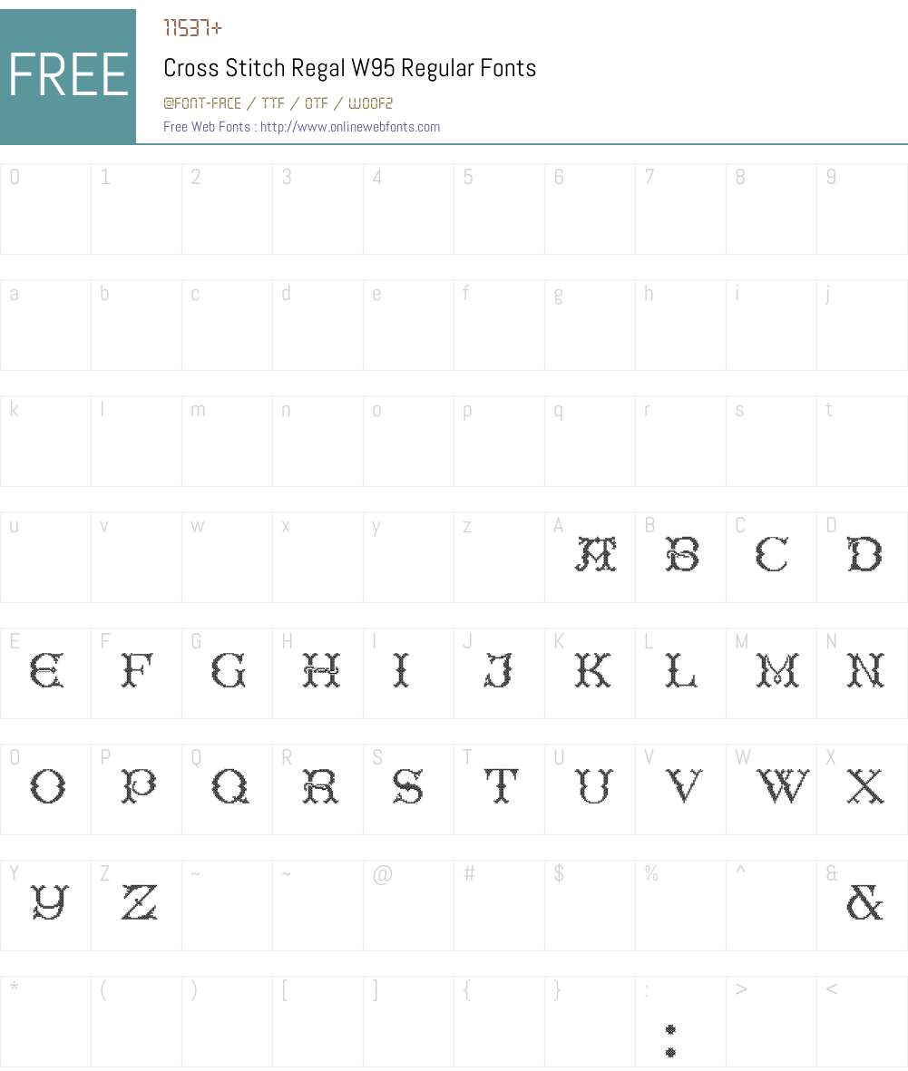 CrossStitchRegalW95-Rg Font Screenshots