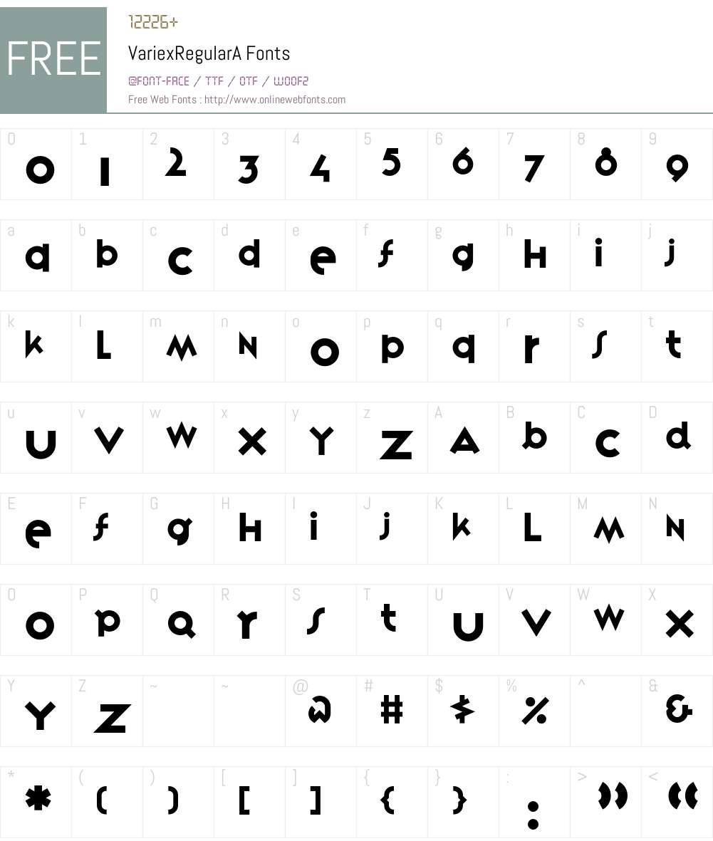 VariexRegular Font Screenshots