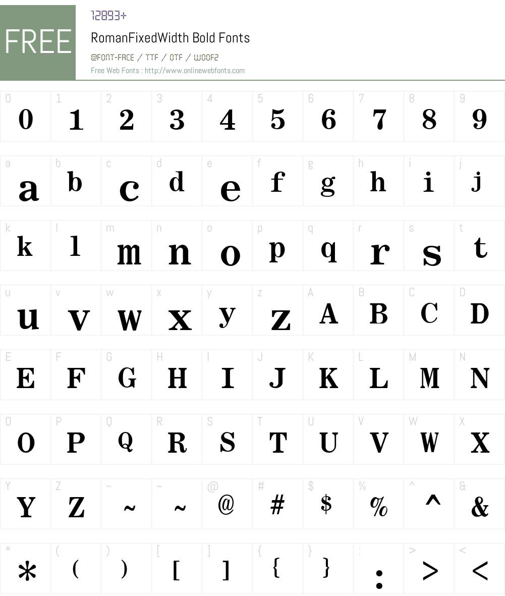 RomanFixedWidth Font Screenshots