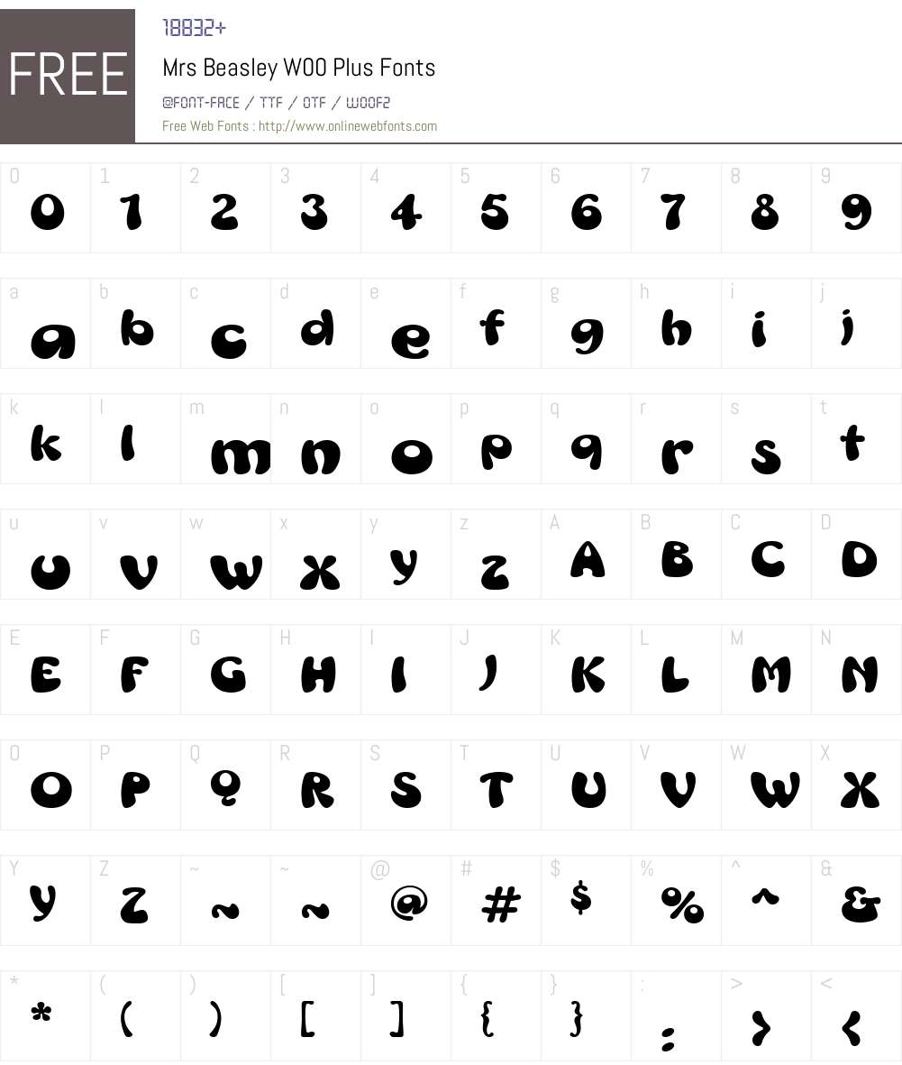 MrsBeasleyW00-Plus Font Screenshots