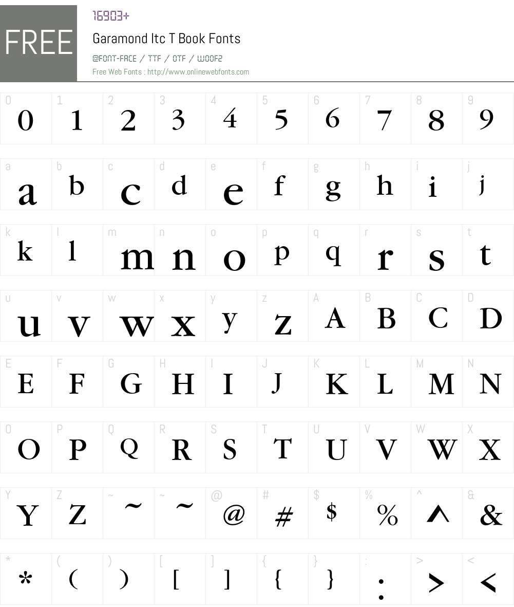 GaramItcTBoo Font Screenshots