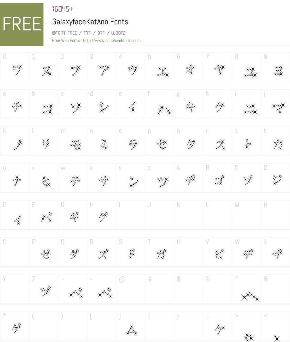 GalaxyfaceKatAno Font Screenshots