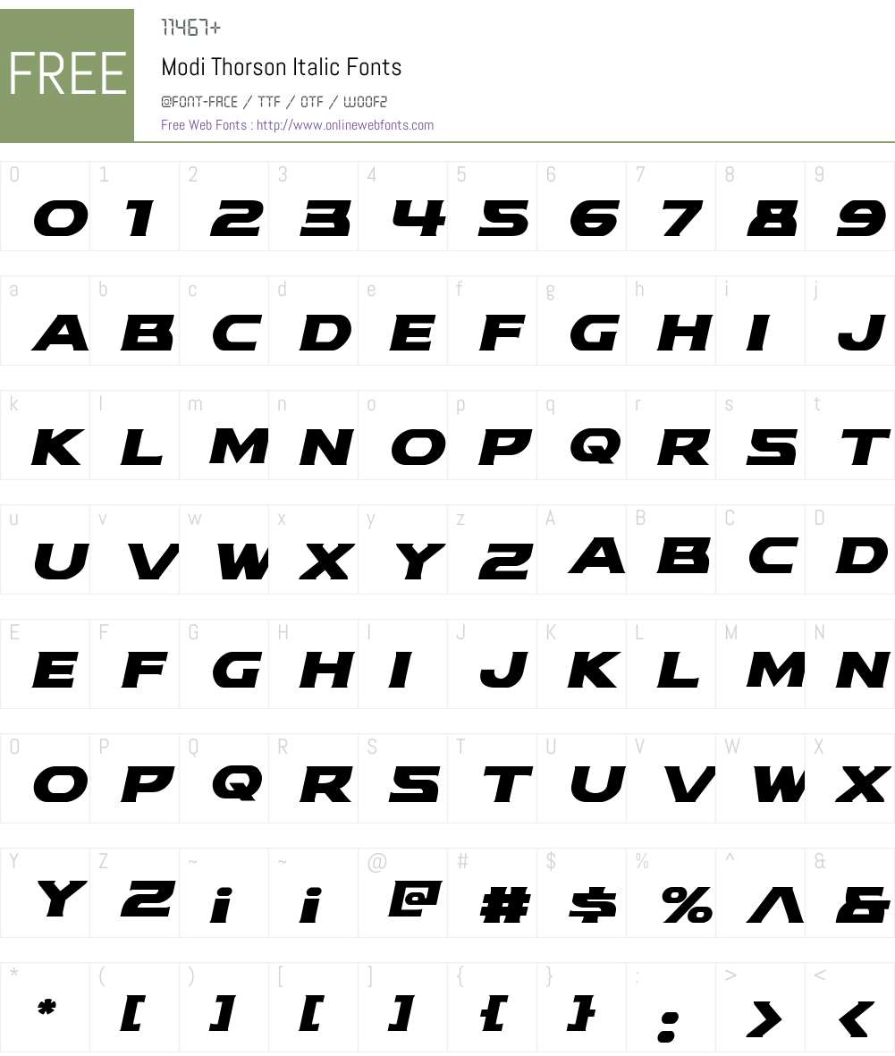 Modi Thorson Italic Font Screenshots