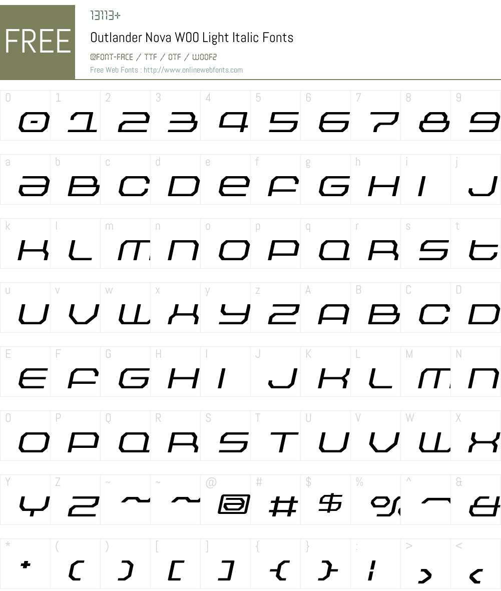 OutlanderNovaW00-LightIt Font Screenshots