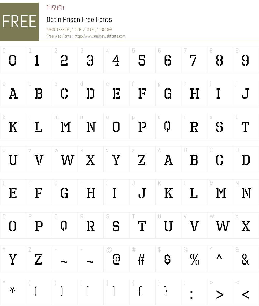 Octin Prison Free Font Screenshots