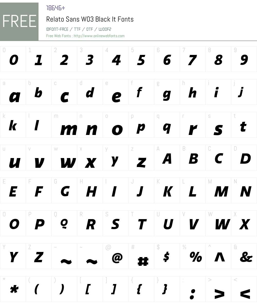 RelatoSansW03-BlackIt Font Screenshots