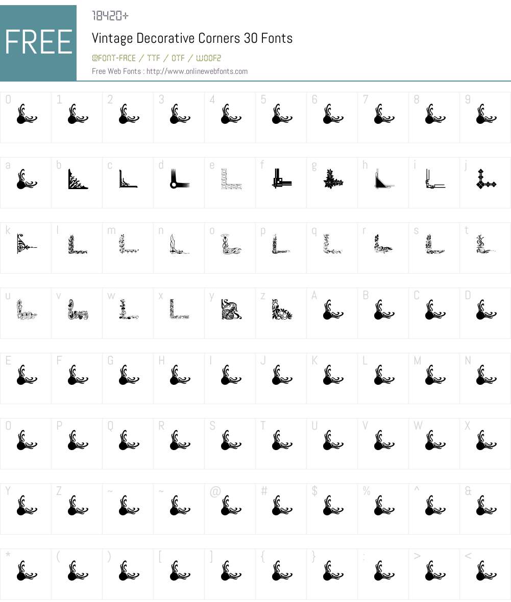 Vintage Decorative Corners 30 Font Screenshots