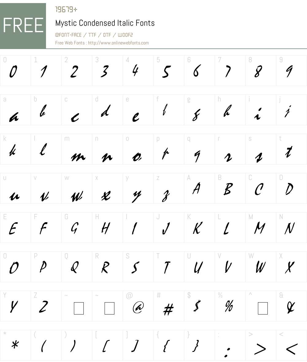 Mystic Condensed Font Screenshots
