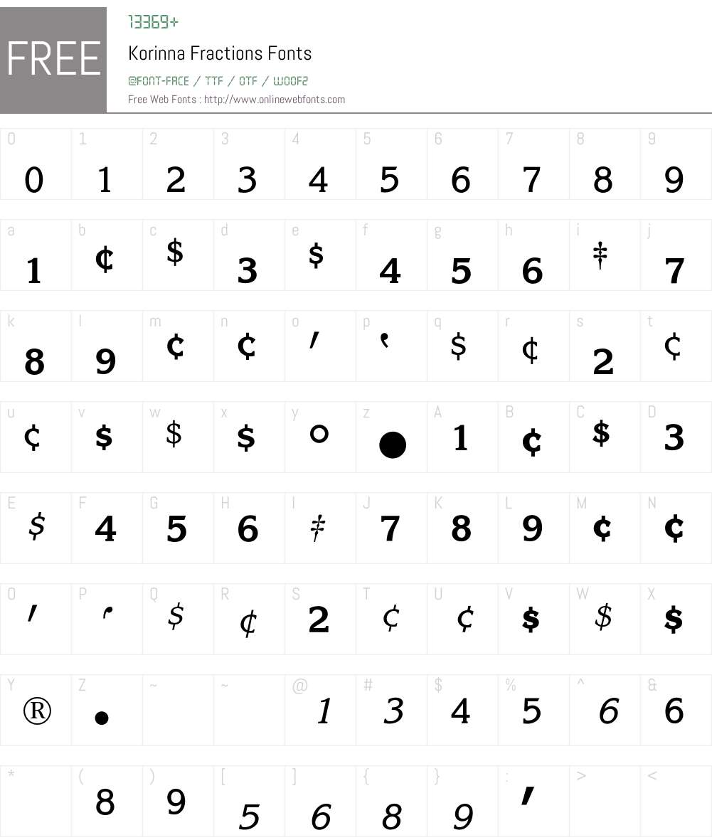 Korinna Fractions BQ Font Screenshots