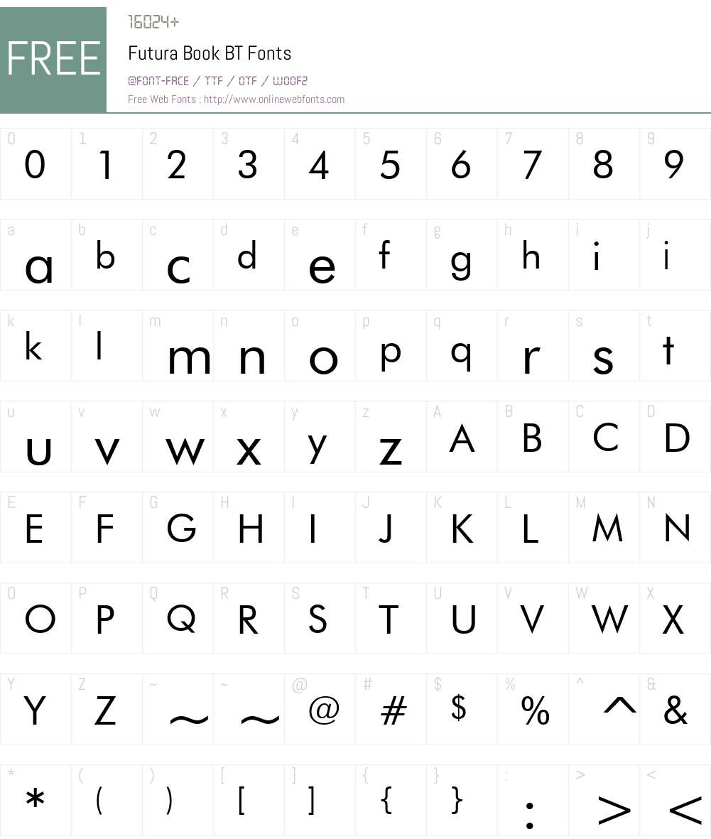 Futura Bk BT Font Screenshots