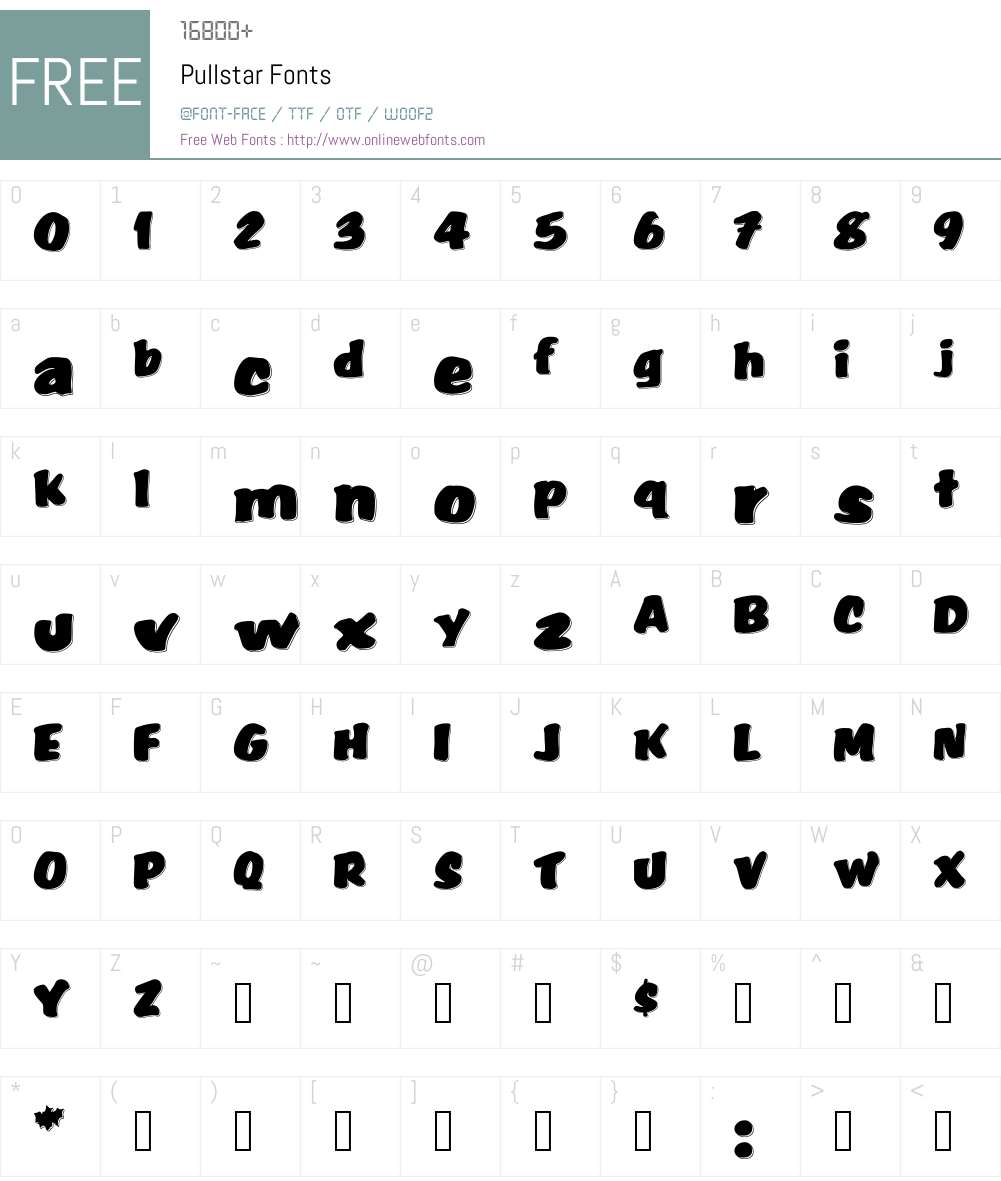 Pullstar Font Screenshots