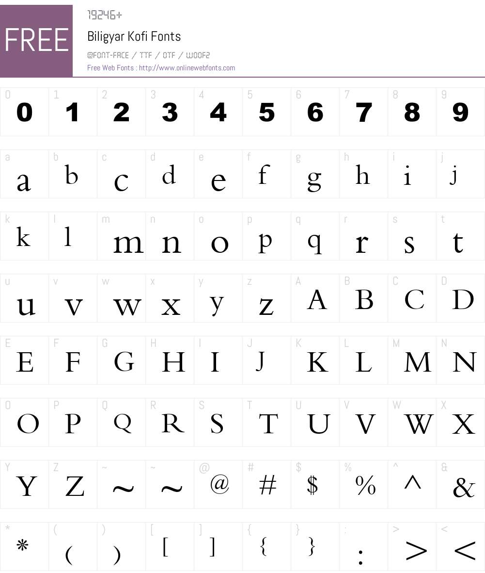 Biligyar Kofi Font Screenshots