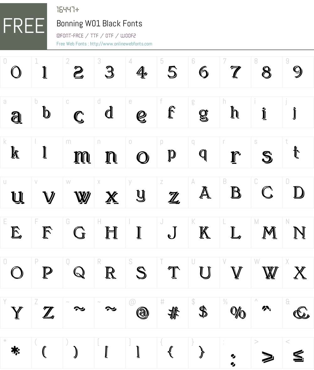 BonningW01-Black Font Screenshots