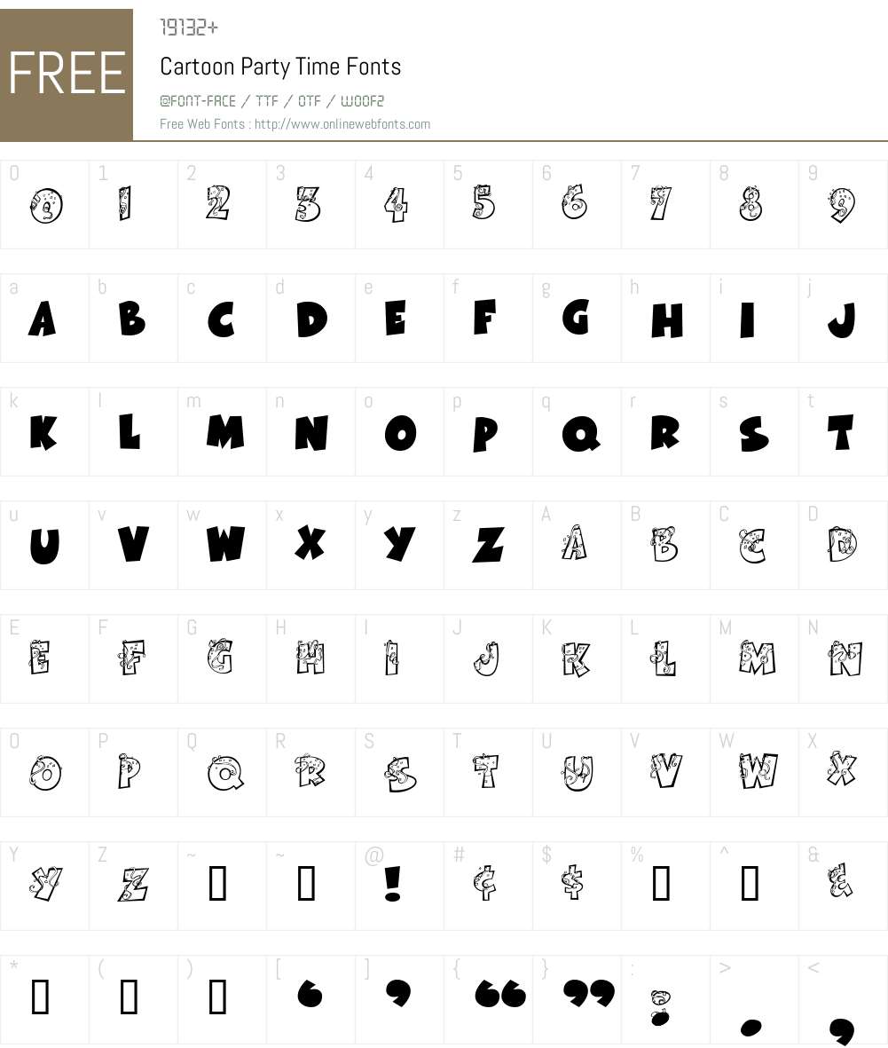 Cartoon Party Time Font Screenshots