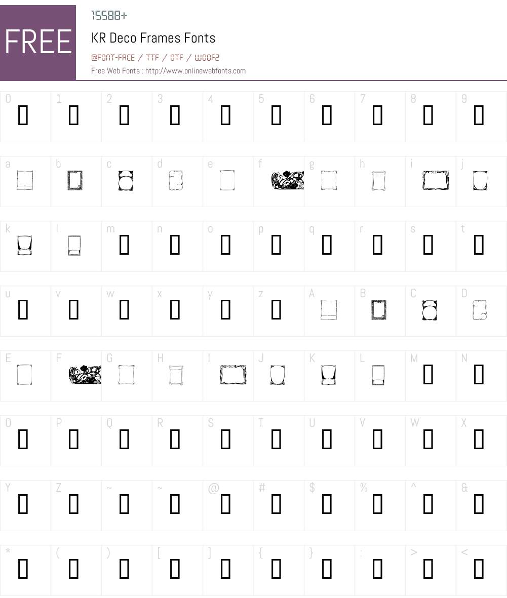 KR Deco Frames Font Screenshots