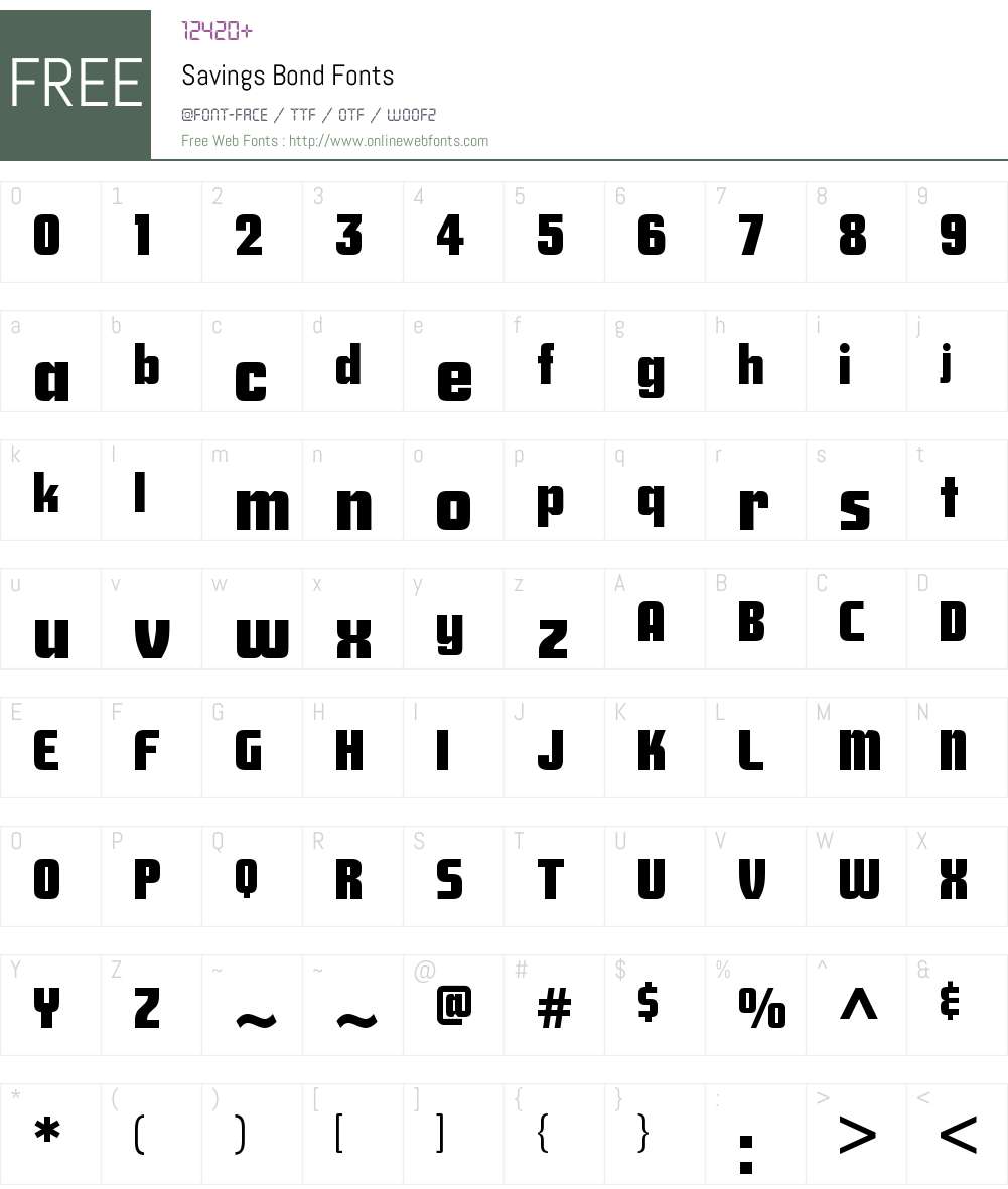 Savings Bond Font Screenshots