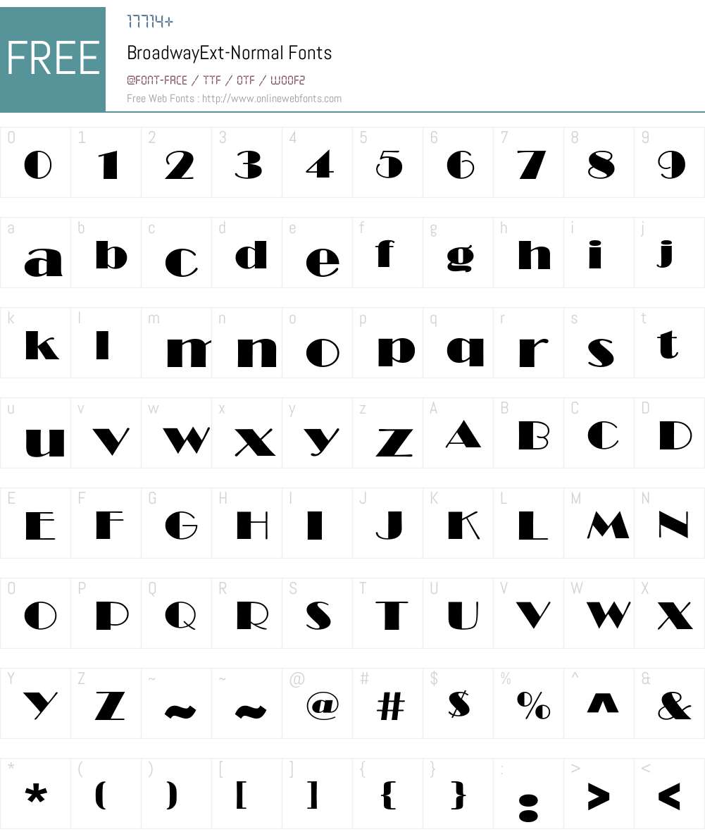 BroadwayExt-Normal Font Screenshots