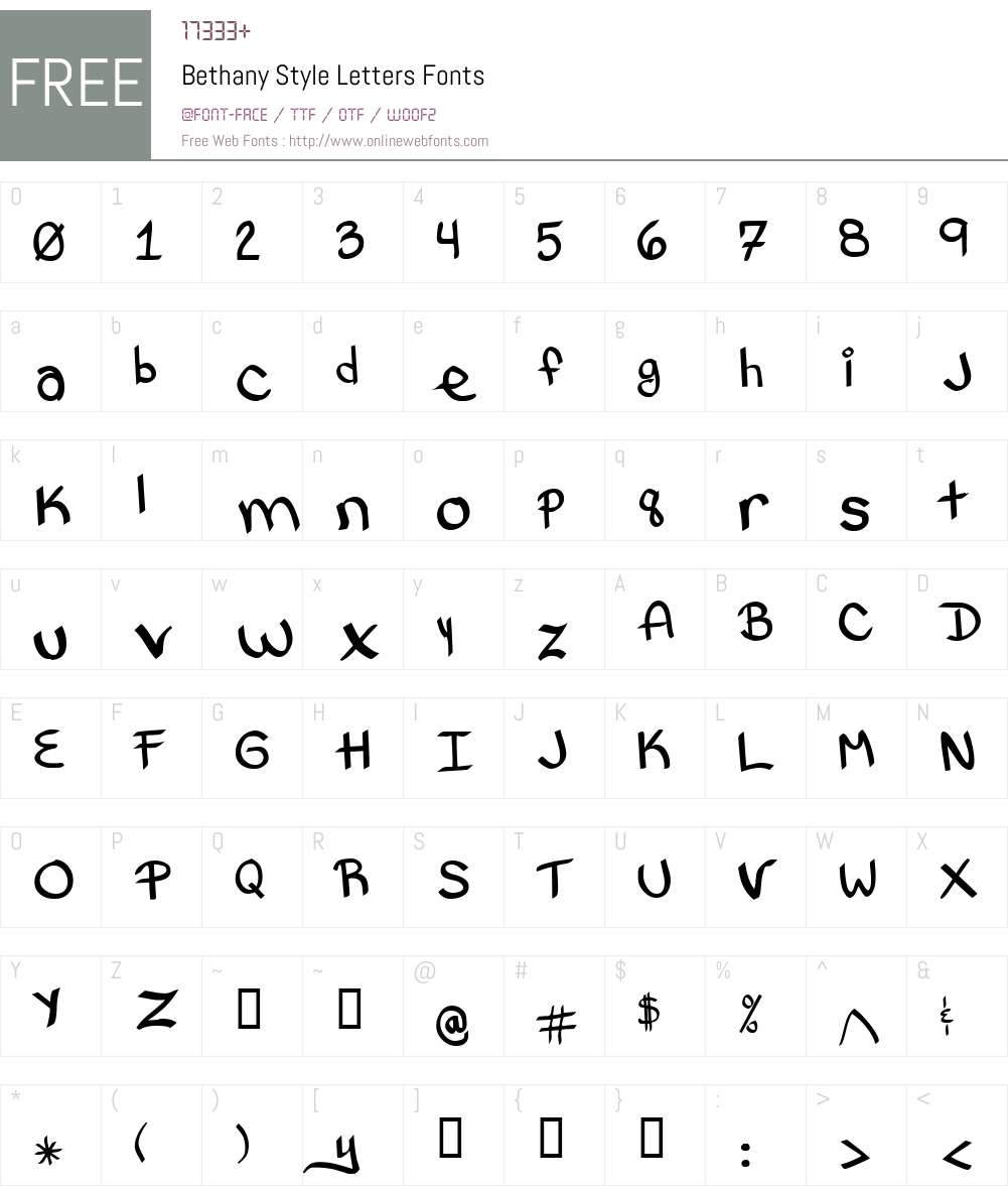 Bethany Style Letters Font Screenshots