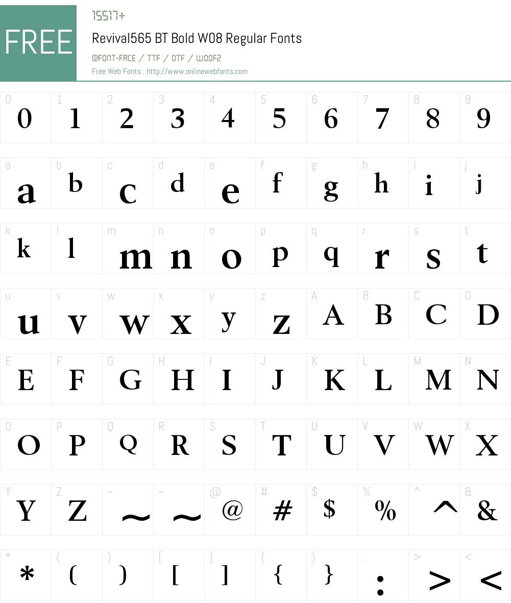 Revival 565 BT Font Screenshots