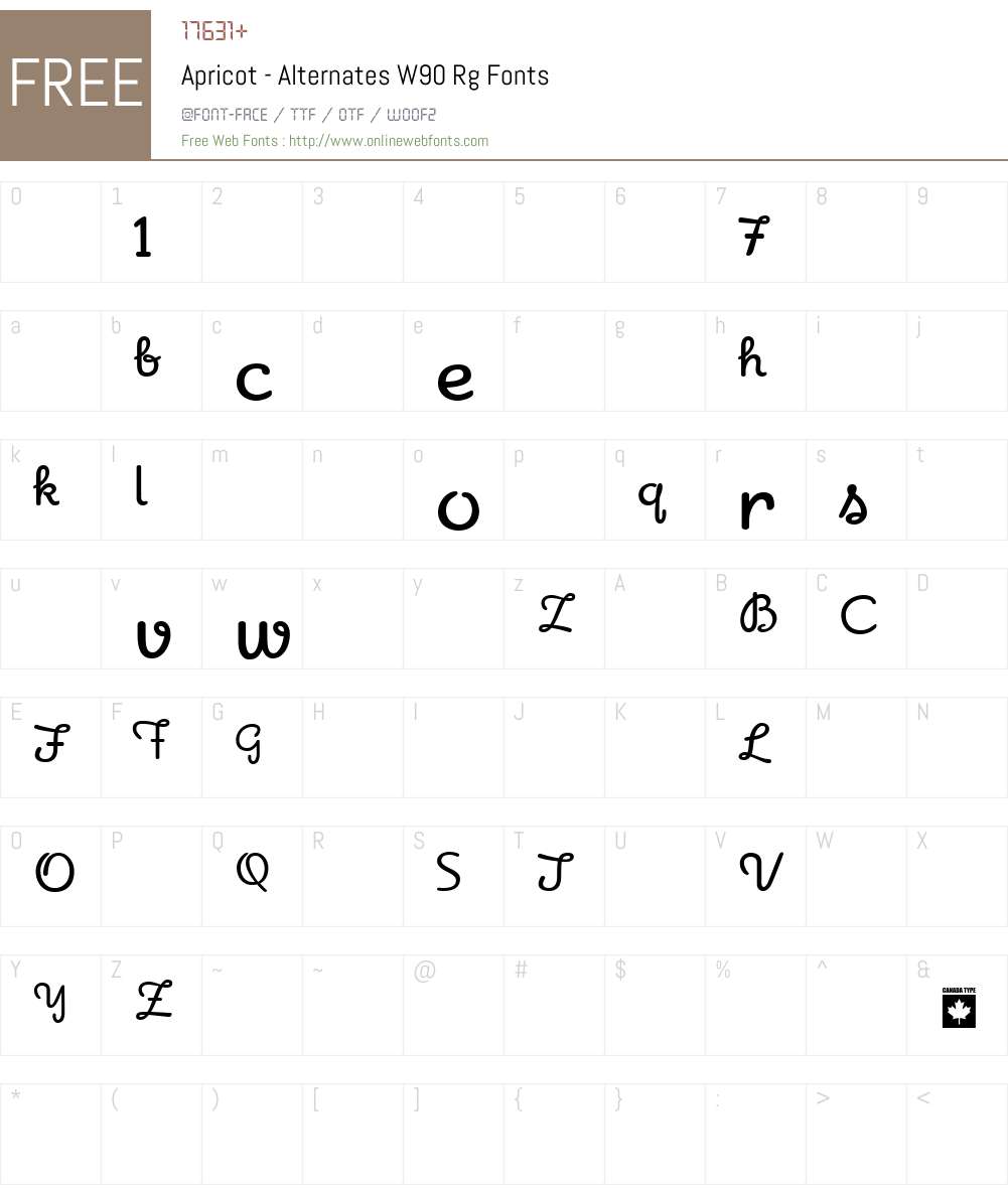 Apricot-AlternatesW90-Rg Font Screenshots