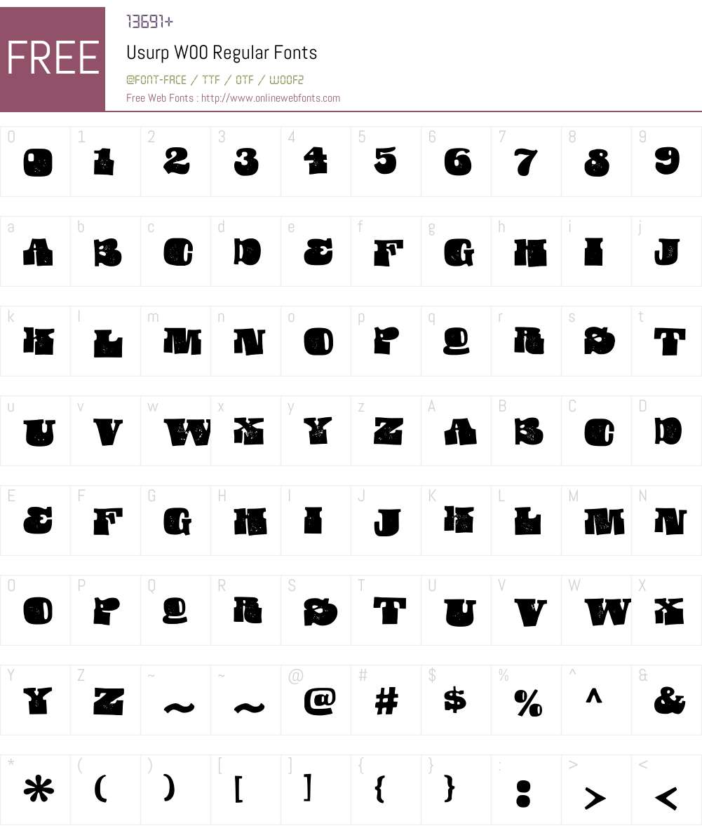 UsurpW00-Regular Font Screenshots