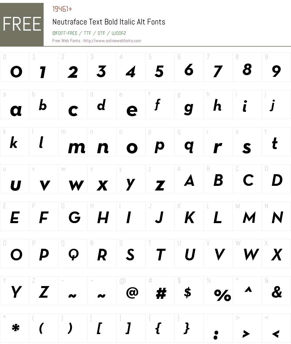 Neutraface Text Bold Italic Alt Font Screenshots