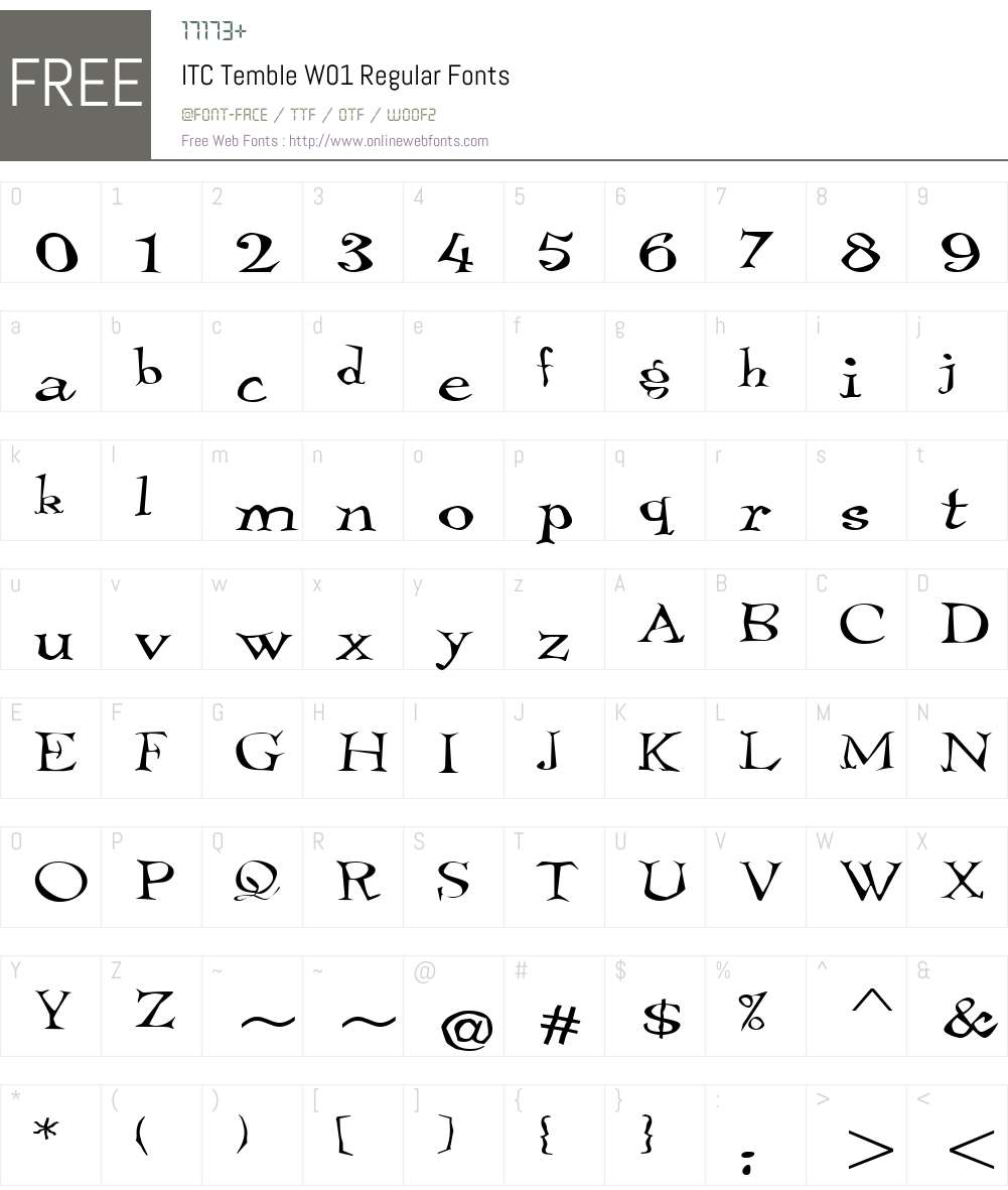 ITCTembleW01-Regular Font Screenshots