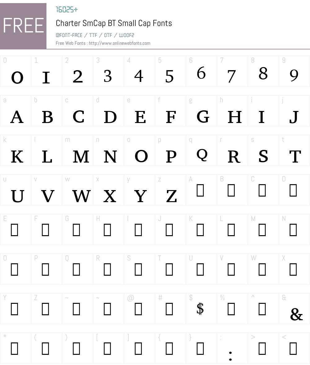 Charter SmCap BT Font Screenshots