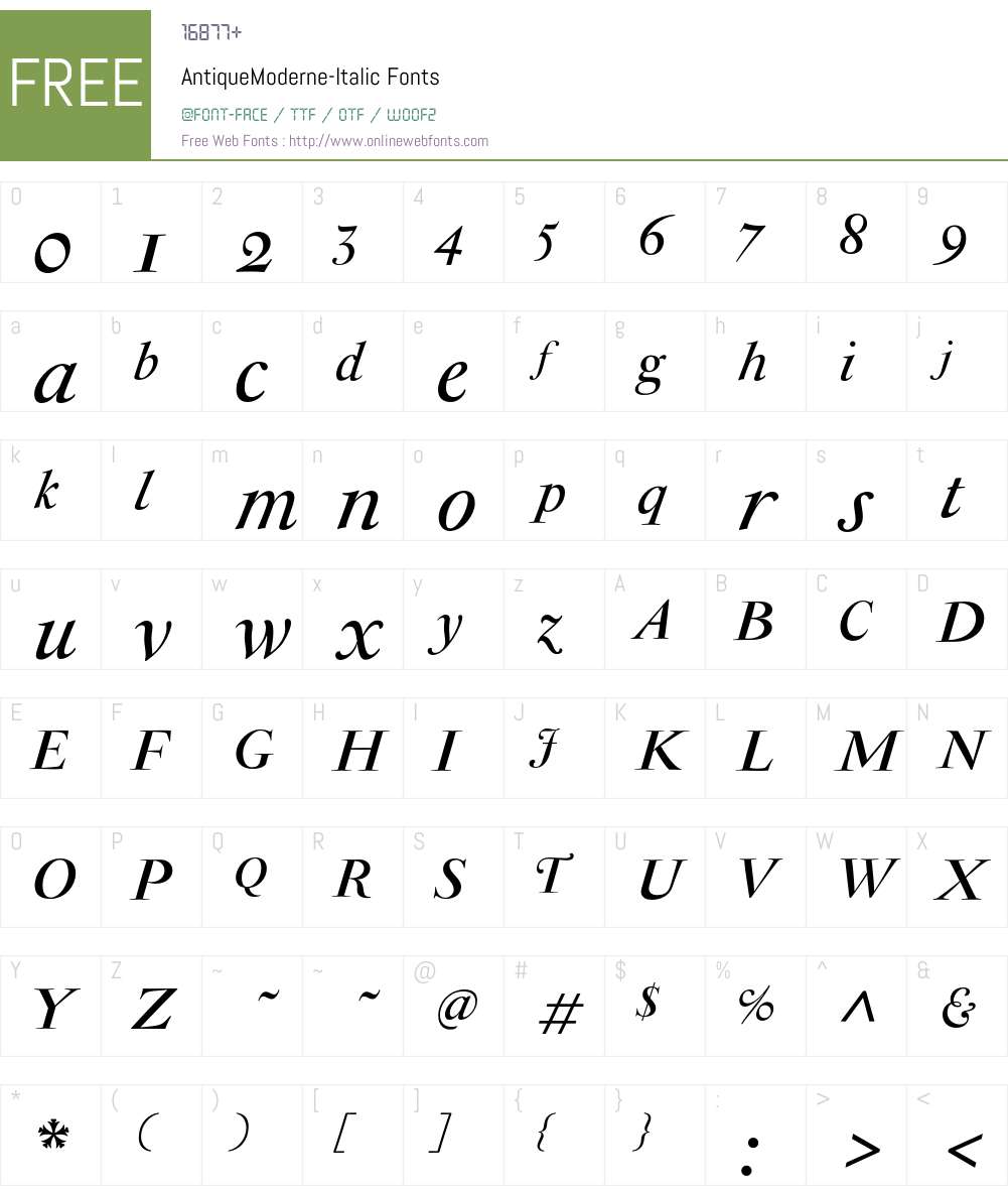 AntiqueModerne Font Screenshots