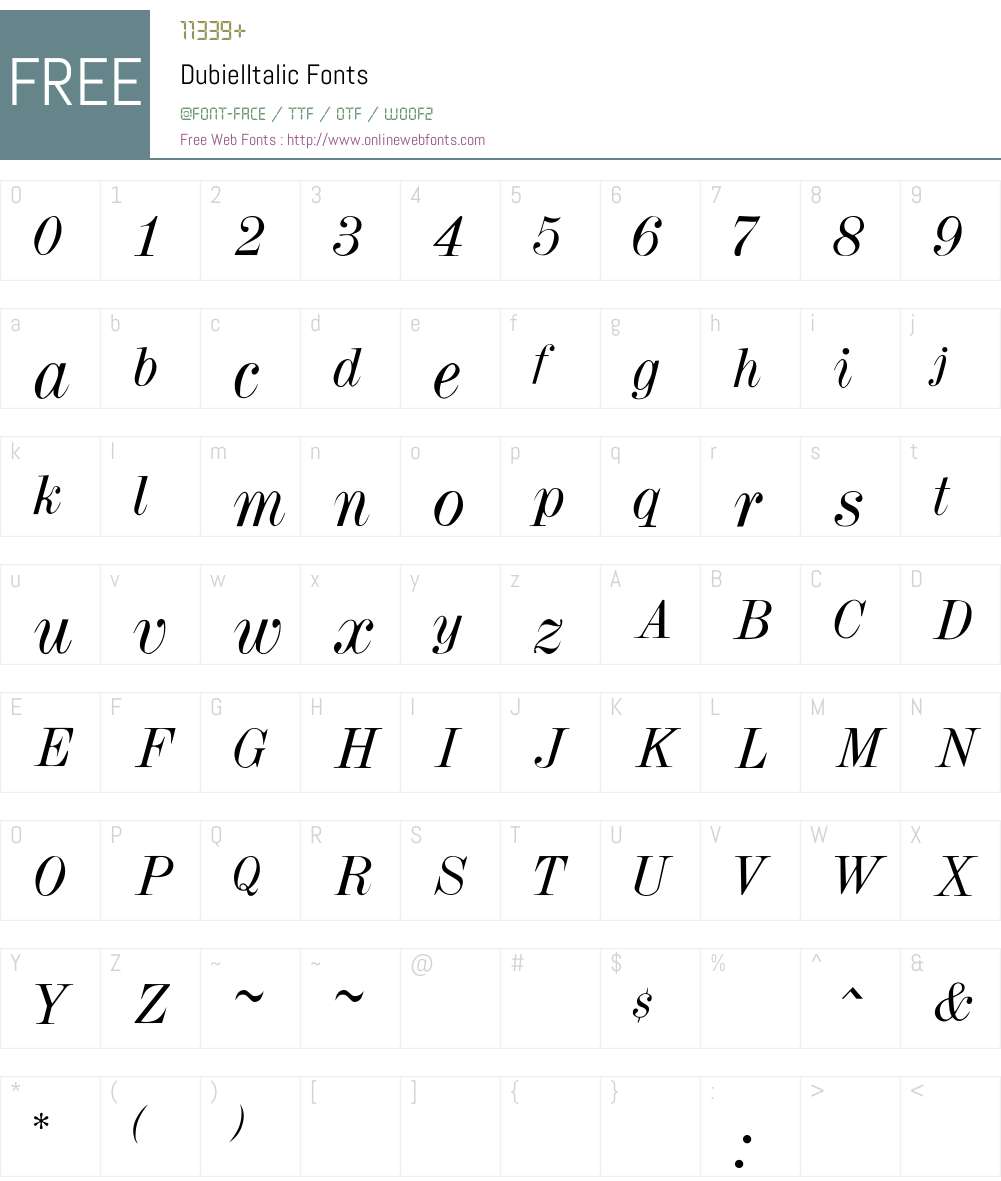 DubielItalic Font Screenshots